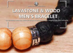 Βραχιόλι από φυσικό πέτρωμα Λάβας και Ξύλο