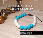Βραχιόλι από φυσικό πέτρωμα Τιρκουάζ και Χαολίτη